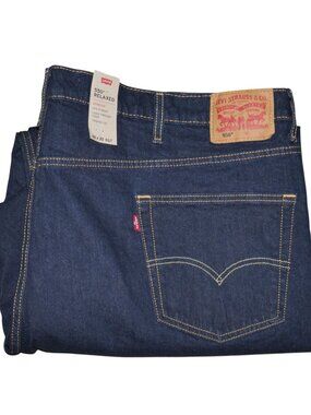 Levis 550 Denim Jeans Men's Size 52x30 Relaxed Fit Blue Dark Wash NWT